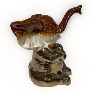 Apropos Home Collection Elephant Ceramic Statue Trunk Up Brown Ombre 9.5"